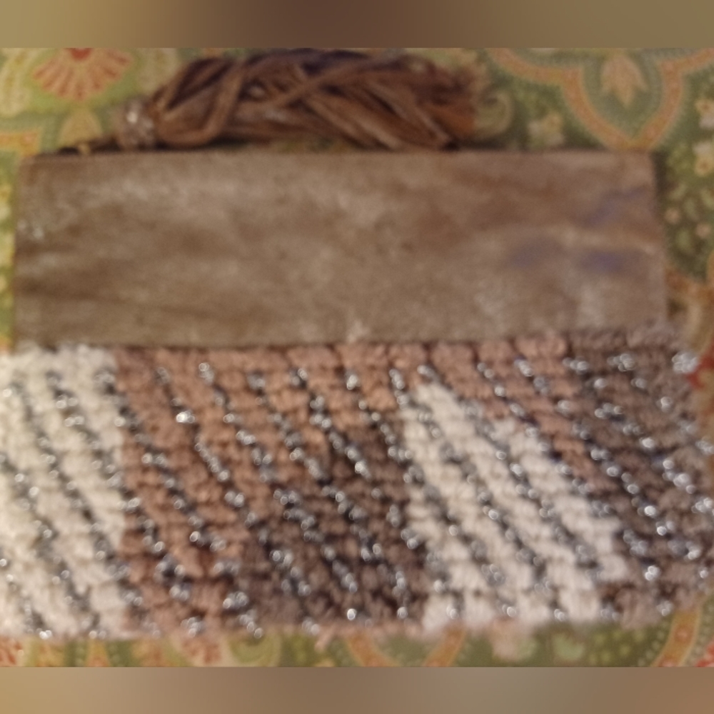 Jasper & Jeera taupe brown beige glittery clutch handbag purse